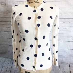LOFT Ivory Polka Dot Cardigan Sweater Size XXSP